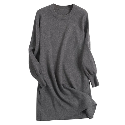 韩版A字裙针织纯色连衣裙女