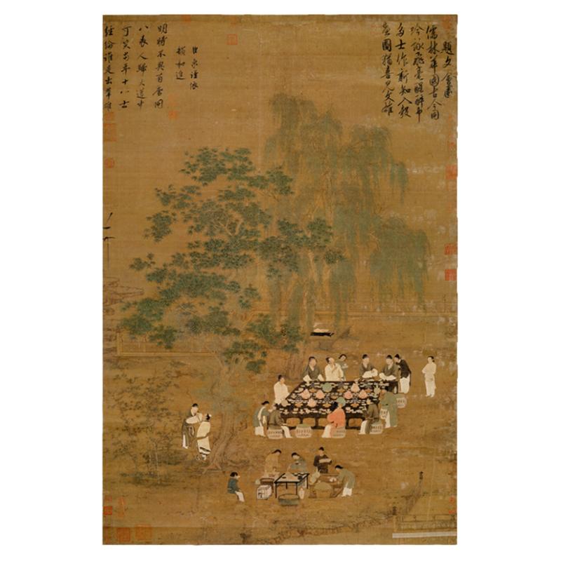 宋徽宗赵佶文会图微喷装饰画临摹