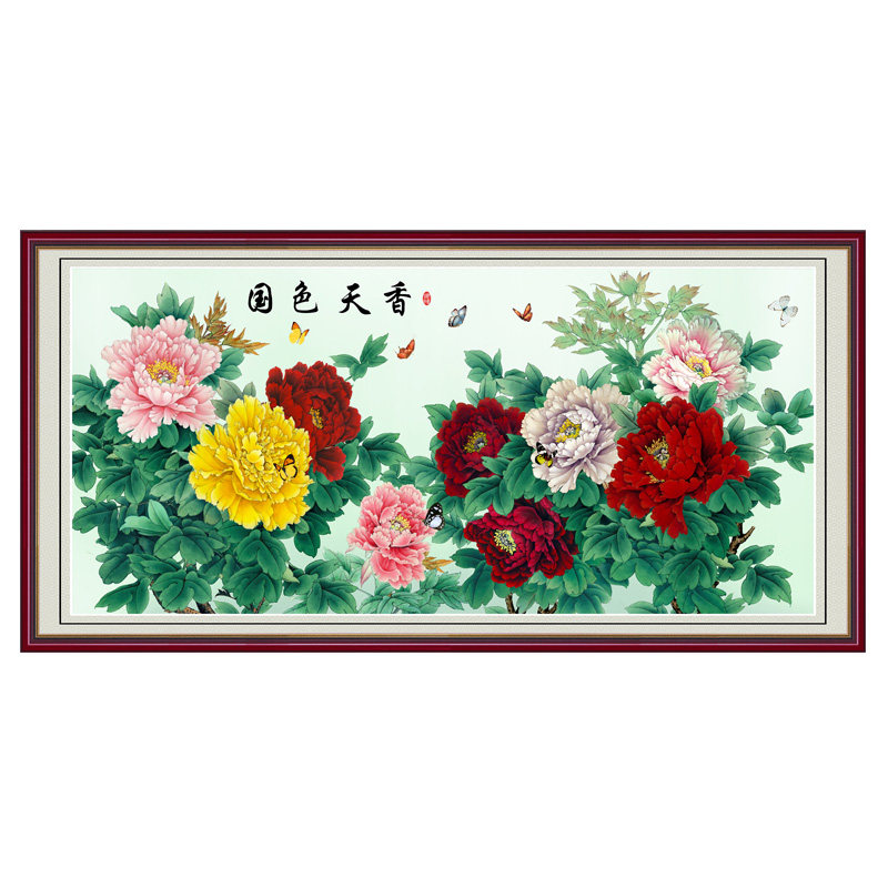 花开富贵客厅挂画沙发背景墙