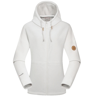 LAFUMA乐飞叶户外秋冬Polartec保暖抓绒衣女士宽松连帽摇粒绒外套