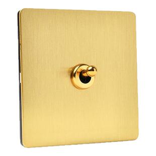 PIALT普田 不锈钢电镀面板 仿铜拉丝86型家装轻奢 复古风拨杆开关