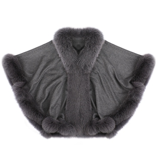 新款狐狸毛皮草秋冬外套女羊毛羊绒斗篷宽松宴会气场百搭奢华披肩