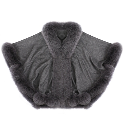 新款狐狸毛皮草秋冬外套女羊毛羊绒斗篷宽松宴会气场百搭奢华披肩