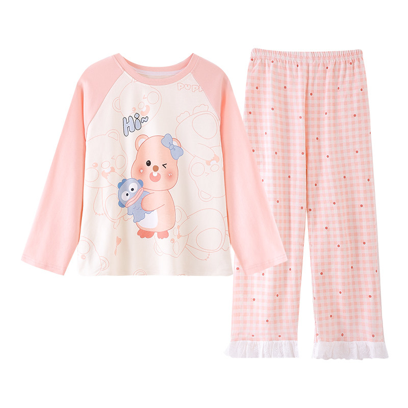 女童春秋纯棉长袖露比大童家居服