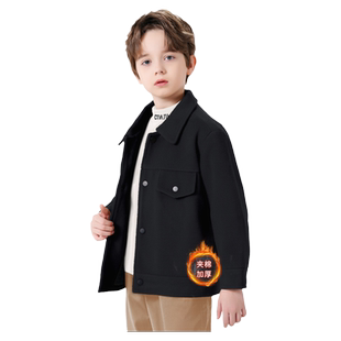 罗蒙童装男童羊毛呢子外套2026秋冬新款儿童休闲宽松短款夹克韩版