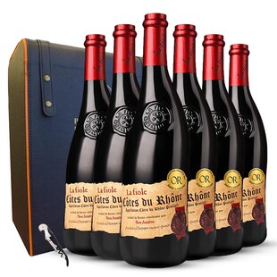 法国歪脖子红酒罗纳河谷干红酒葡萄酒AOP原瓶进口整箱礼盒六支装