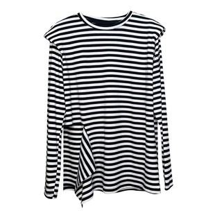 白色长袖t恤女纯棉长款遮屁股不规则开叉加绒内搭打底衫垫肩上衣