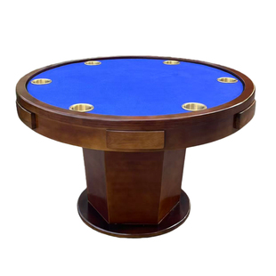 德州圆形实木扑克桌五边六边掼蛋棋牌桌够级圆形保皇斗地主狗腿桌
