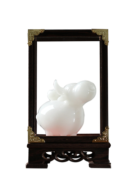 冰种璞玉牛柿装饰摆件家居装饰品桌面工艺品可爱动物造型装饰摆件