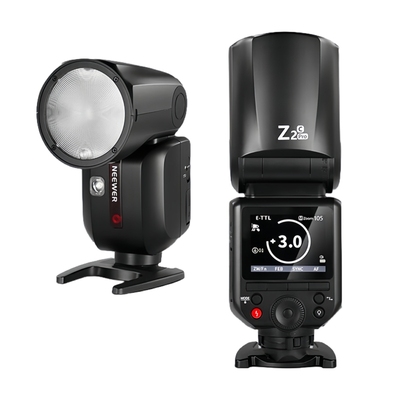 纽尔 Z2Pro相机单反微单TTL高速LED圆头灯锂电摄影适配神牛引闪