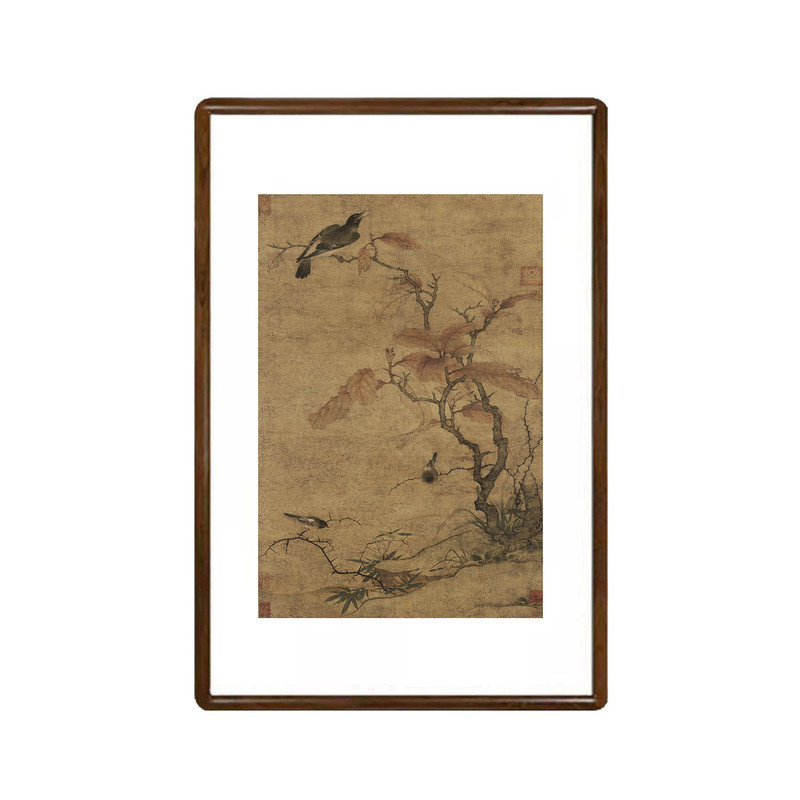 宋白丹枫鸟鹊图新中式花鸟挂画