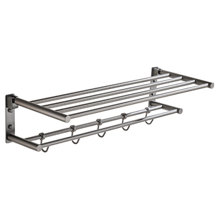 拉丝枪灰304不锈钢折叠毛巾架免打孔卫生间浴巾架浴室壁挂置物架