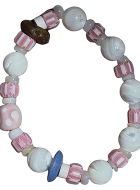 原创草莓奶昔手串马蹄螺串珠手链