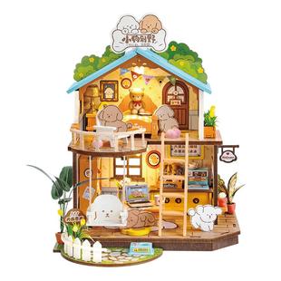若来小狗别野DIY手工小屋别墅微缩场景拼装房子积木生日礼物女生