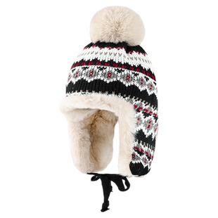 帽子女冬季费尔岛风针织毛线帽保暖加绒加厚东北防寒帽护耳雷锋帽