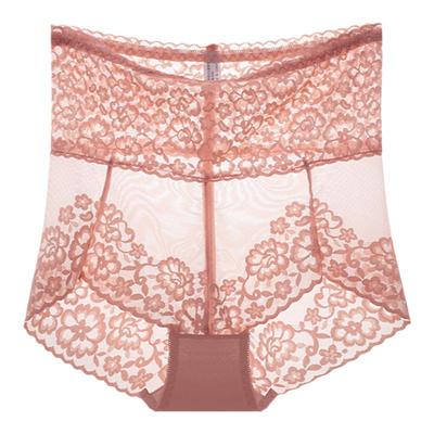 蕾丝高腰收腹内裤女透三角裤透气