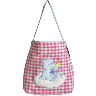 喜凡你单肩爱心熊卡通刺绣托特包