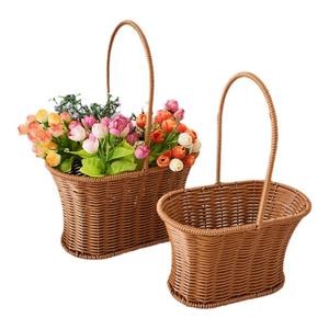 仿藤编织手提篮子小礼品篮花店花篮客厅摆件收纳拍照小花篮伴手礼