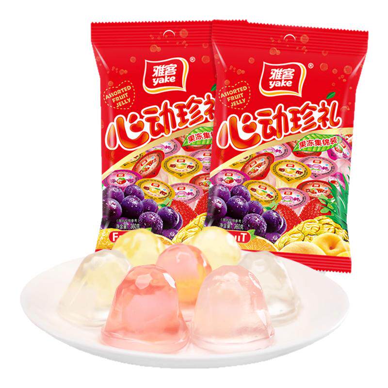 雅客心动珍礼果冻混合水果味果冻网红休闲零食小吃下午茶点心360g