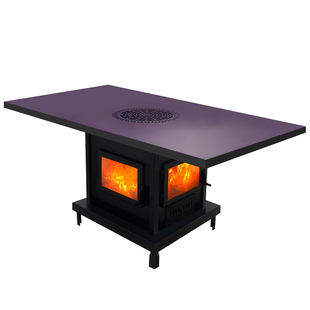 沃贝斯四面观火真火茶几壁炉客厅长方形柴火烤火炉取暖桌取暖器