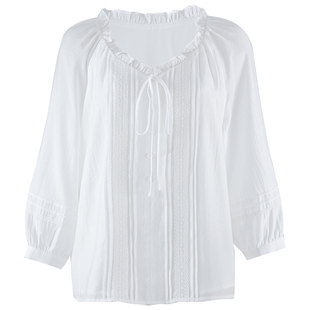 衣纱布菲风棠 甜美少女感欧根纱衬衫新款夏V领减龄气质感上衣
