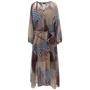 COCOBELLA复古波普印花飘逸度假风雪纺连衣裙吊带裙两件套FR0018