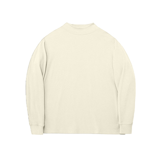 2025冬季极简风半高领纯棉卫衣男宽松长袖打底衫白色休闲上衣保暖