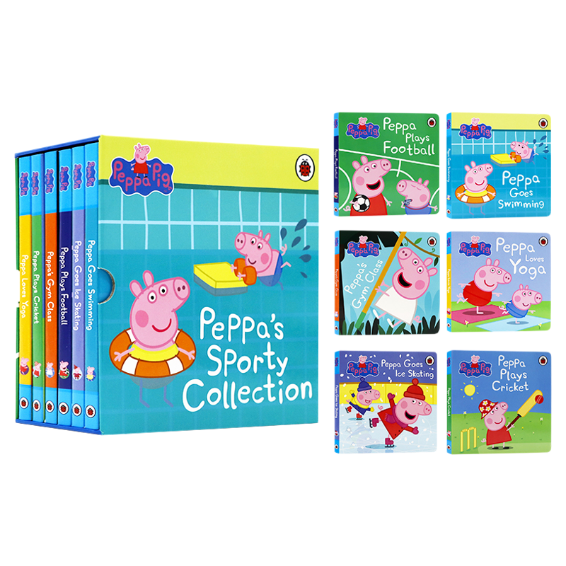 小猪佩奇爱运动6册 英文原版绘本 Peppa's Sporty Collection Goes Swimming Yoga 学游泳瑜伽足球滑冰儿童英语启蒙纸板书