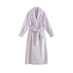 2025秋冬新款睡袍女款冬季加厚加绒浴袍浴衣长款法兰绒睡衣外套