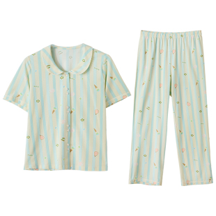 红豆【小海风】莫代尔女士短袖长裤睡衣套装清新家居服凉感棉夏季