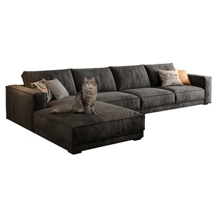 法莎蒂布艺沙发贵妃组合豆腐块意式极简客厅大小户型高靠暗黑风