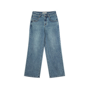 一城画一新款显瘦宽松休闲百搭通勤高腰长牛仔裤女长裤