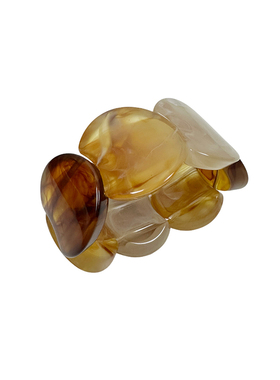 atmshop琥珀晕染圆片拼接树脂亚克力手环复古时髦气质弹力绳手镯