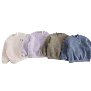 【打折】马克珍妮秋冬装男女童仿羊羔毛加绒卫衣外套221256