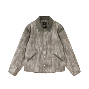 UPGREATED 美式街头复古风底特律重磅棉服刺绣拼接工装夹克外套