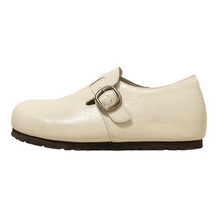 白色厚底勃肯鞋女鞋2026早春新款单鞋内增高巨好看配裙子真皮鞋子