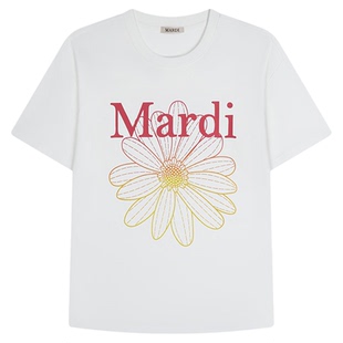 MARDI官方正品小雏菊2026夏季新款渐变字母时尚短袖T恤宽松上衣女