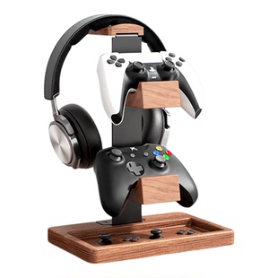 桌面耳机支架实木手柄耳机支架二合一电竞游戏头戴式架木质展示架