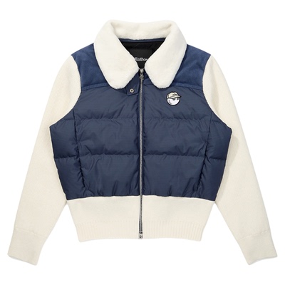 2025冬季韩国malbon高尔夫女装长袖针织外套时尚运动保暖羽绒棉服