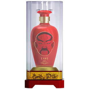 国粹52度国粹桃园三英关羽500ML浓香型纯粮食白酒礼盒国风脸谱酒