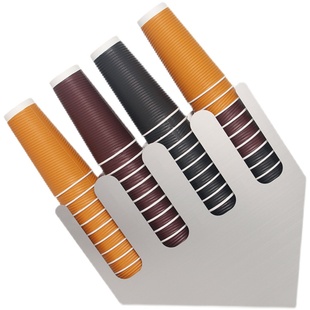 斜四格不锈钢杯架奶茶店商用取杯器咖啡店吧台一次性纸杯架置物架