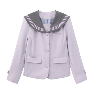 云靡 原创正统[紫氤]jk制服西装外套学院风日系短款紫色收腰西服