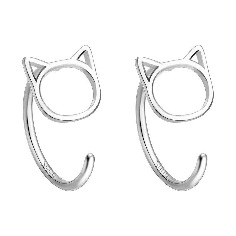 猫咪耳钩999纯银养耳洞