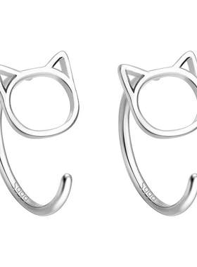 猫咪耳钩S999纯银养耳洞