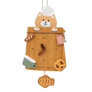 阿楹 创意转角墙面装饰画立体可爱多巴胺厨房床头猫挂钟遮丑挂件