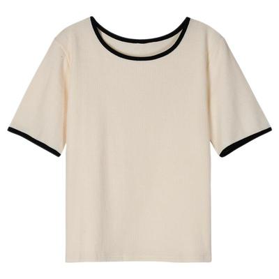 夏雾霾蓝色针织衫短袖宽松小众女