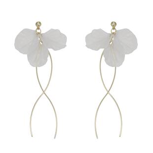 气质超仙花瓣耳环女森系长款设计感耳坠温柔显脸瘦小众蚊香盘耳夹