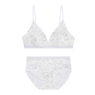 JoyceBra法式三角杯碎花兔子内衣女薄款无痕小胸舒适透气文胸套装