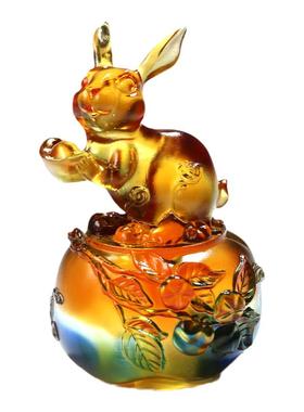 琉璃事事如意兔子摆件开业送礼