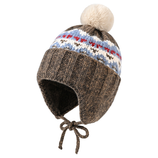 费尔岛毛线帽子冬季加厚保暖护耳显脸小防寒针织雷锋帽女生大头围